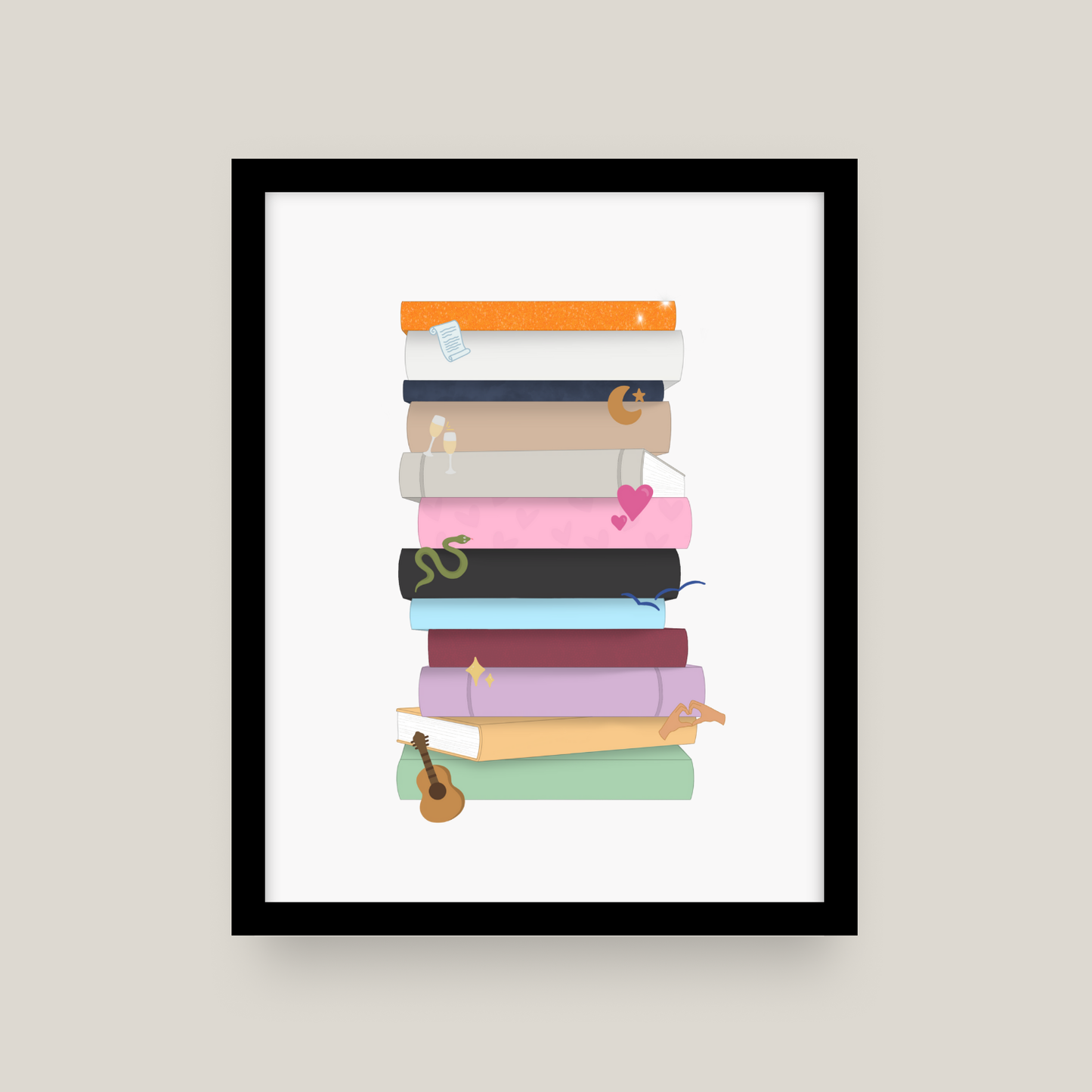 Eras Bookshelf Framed Print