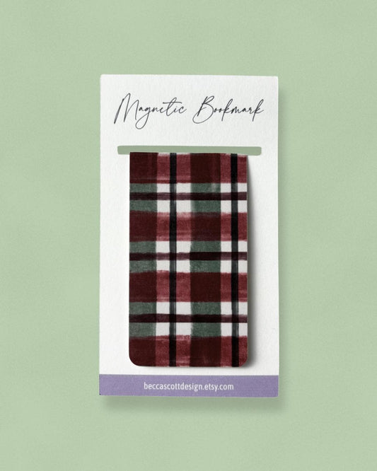 Cozy Plaid Magnetic Bookmark