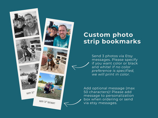Custom Photo Strip Bookmark: Personalized Keepsake Gift for Readers