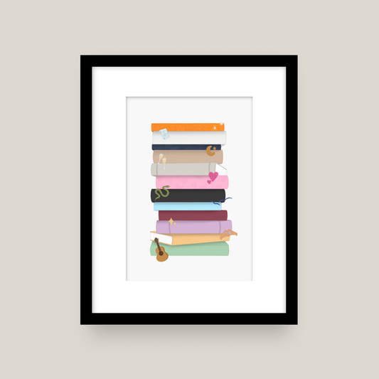 Eras Bookshelf Framed Print