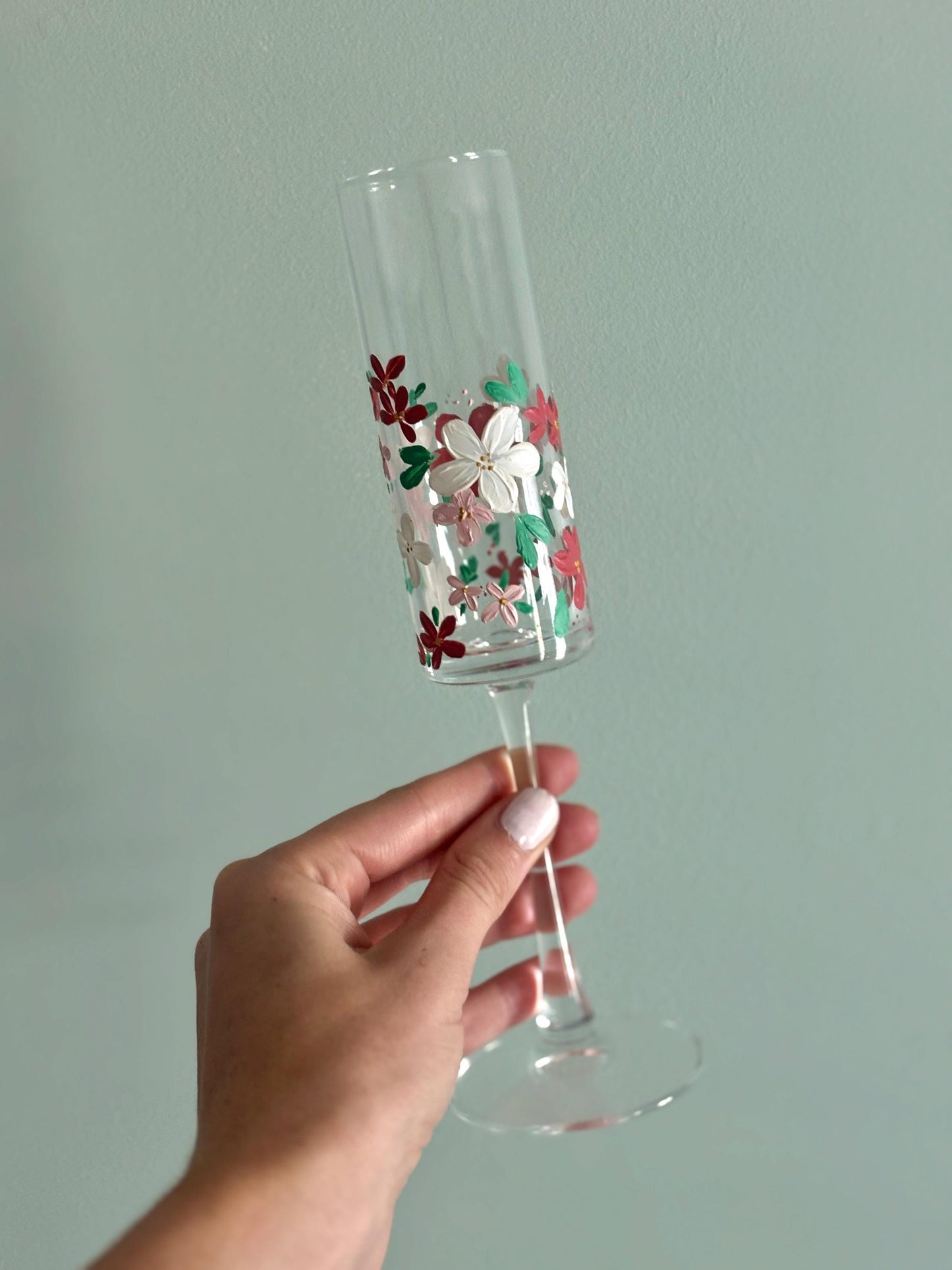 Hand Painted | Floral Champagne Glasses