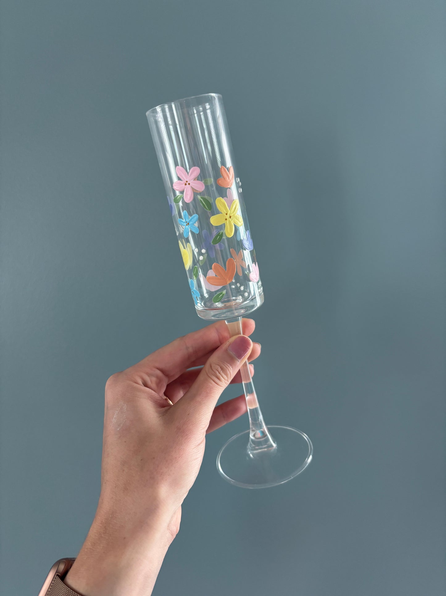 Hand Painted | Floral Champagne Glasses