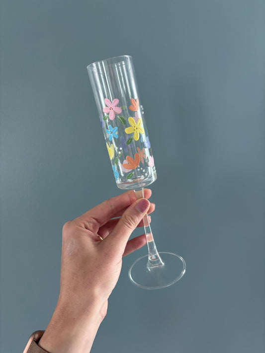Hand Painted | Floral Champagne Glasses