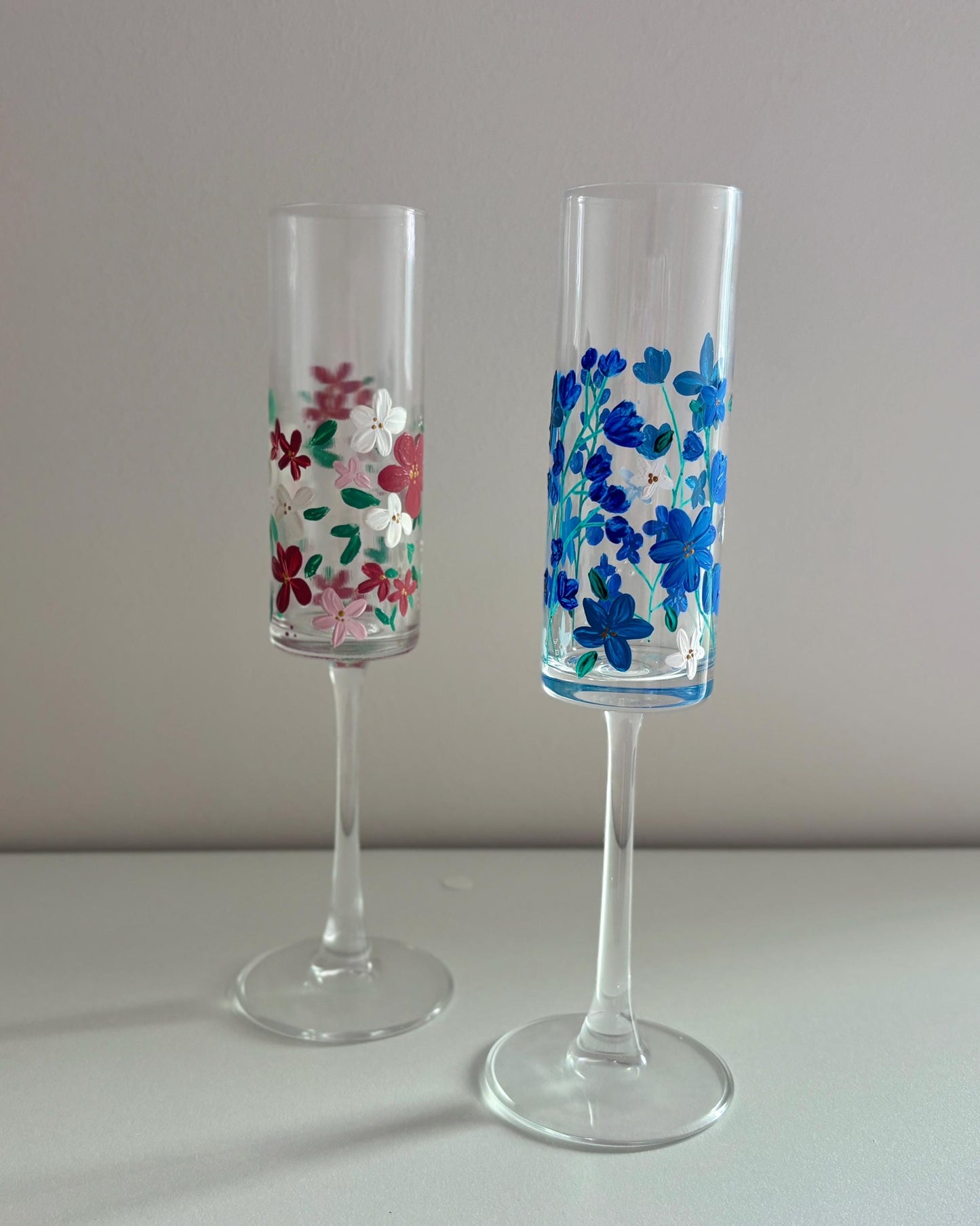 Hand Painted | Floral Champagne Glasses